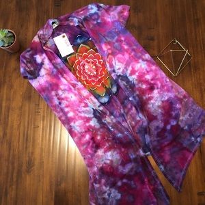 B + B Tie-Dyed Short Sleeve T-Shirt Cardigan